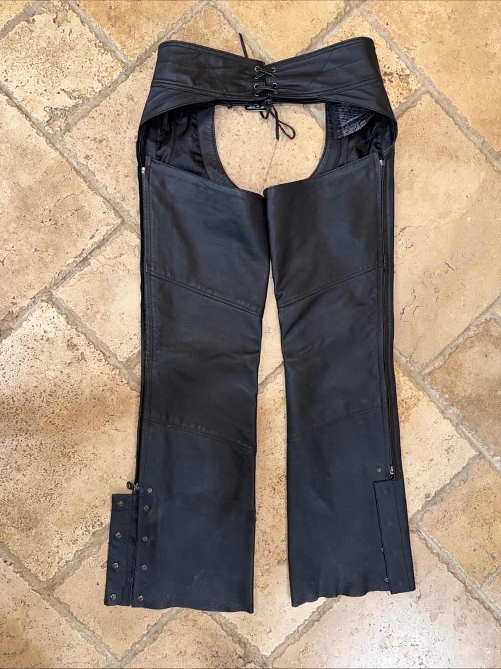 HARLEY DAVIDSON CHAPS Black Leather Size Medium Excellent Condition! - Picture 4 of 9